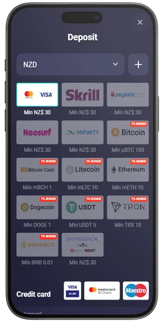 Deposit Process on Retro Bet App